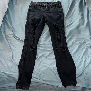 Arizona Jean Company Black Distressed High Rise Curvy Skinny Jeans